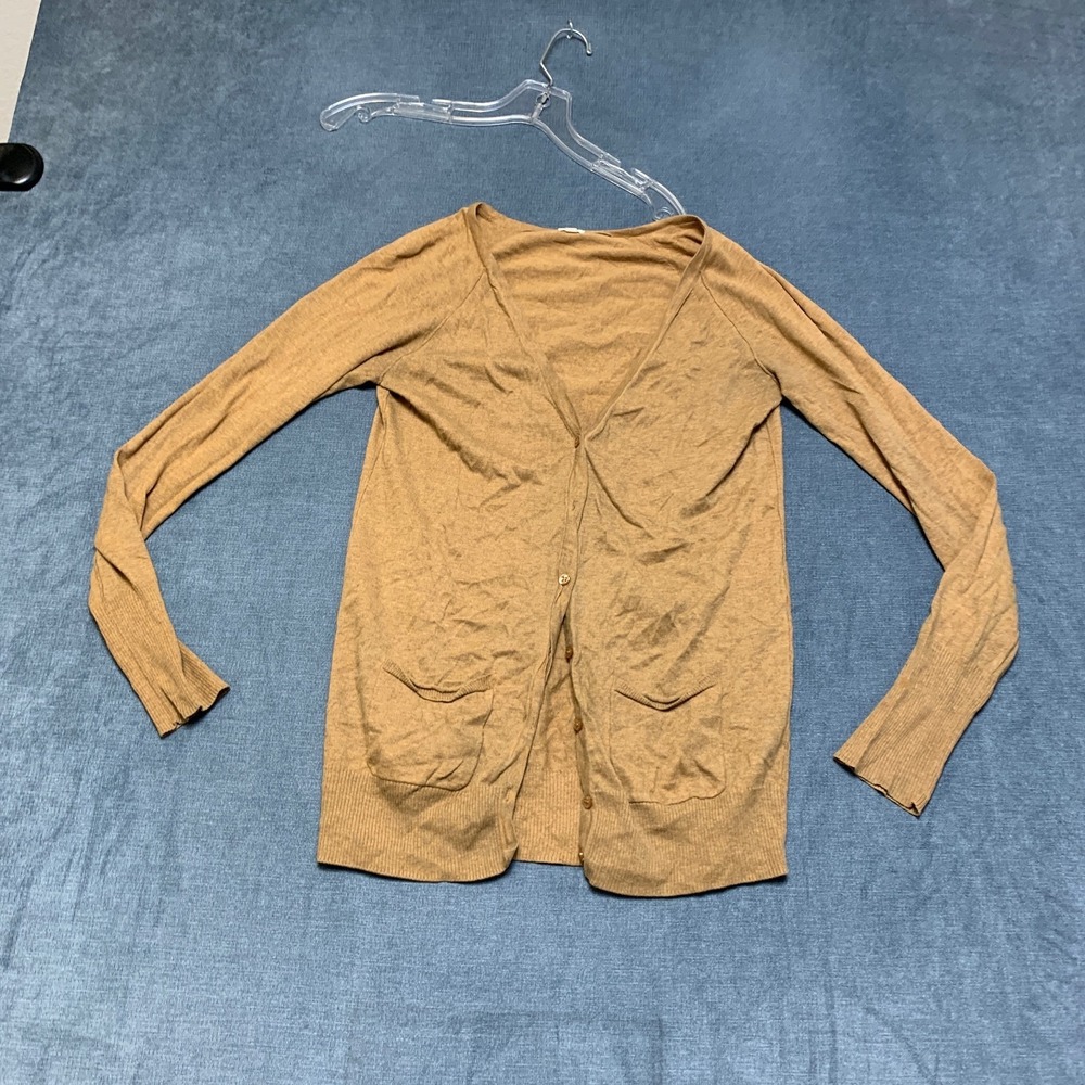 J.Crew Cardigan Sweater Womens Small Brown‎ Patch Pockets Button Front V Neck